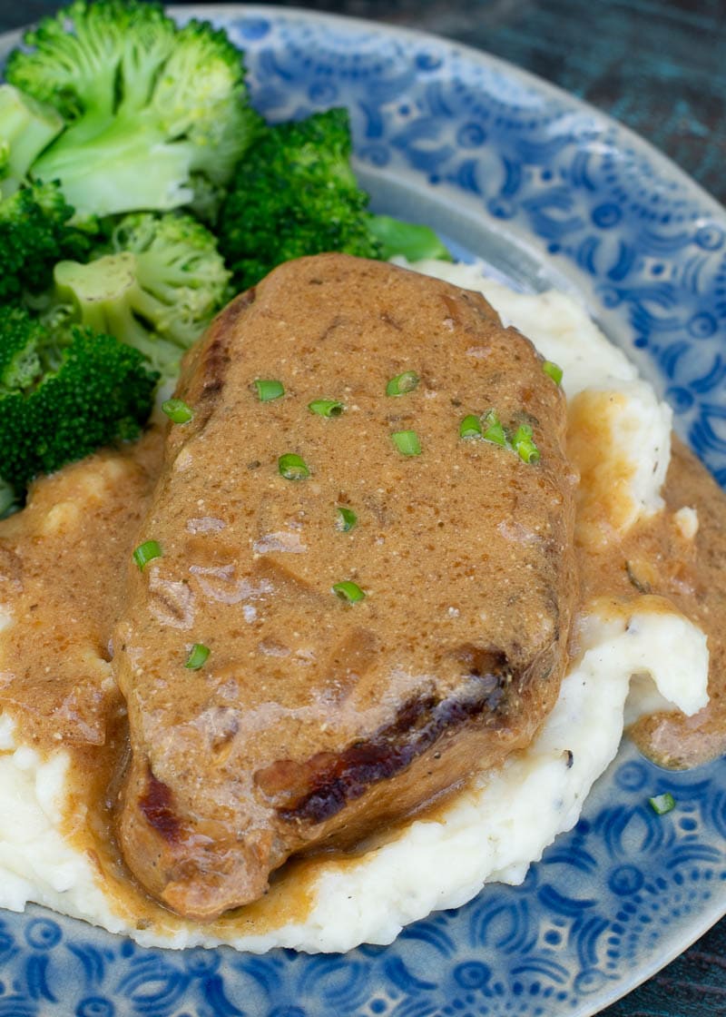 These easy Instant Pot Pork Chops require just 6 minutes of cook time! Seasoned and seared pork chops are perfectly tender and served with a savory gravy. This is a low carb meal your entire family will love!