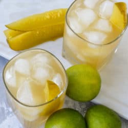 Meet the Pickleback -- A delicious keto cocktail featuring bourbon and pickle juice, perfect for tailgating season! Just 4 ingredients needed for this sugar free drink under 3 net carbs!