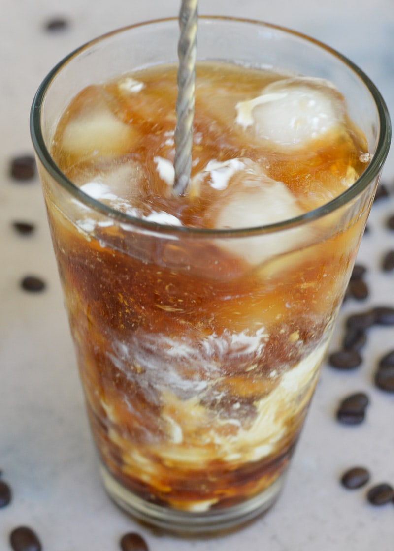 This creamy Vanilla Bourbon Iced Latte is the perfect brunch or vacation kick-starter! With two shots of espresso and a generous dose of bourbon, this keto cocktail is sure to get you going!