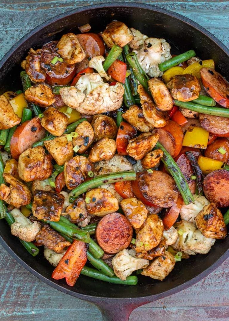 BBQ Chicken and Smoked Sausage Skillet - The Best Keto Recipes