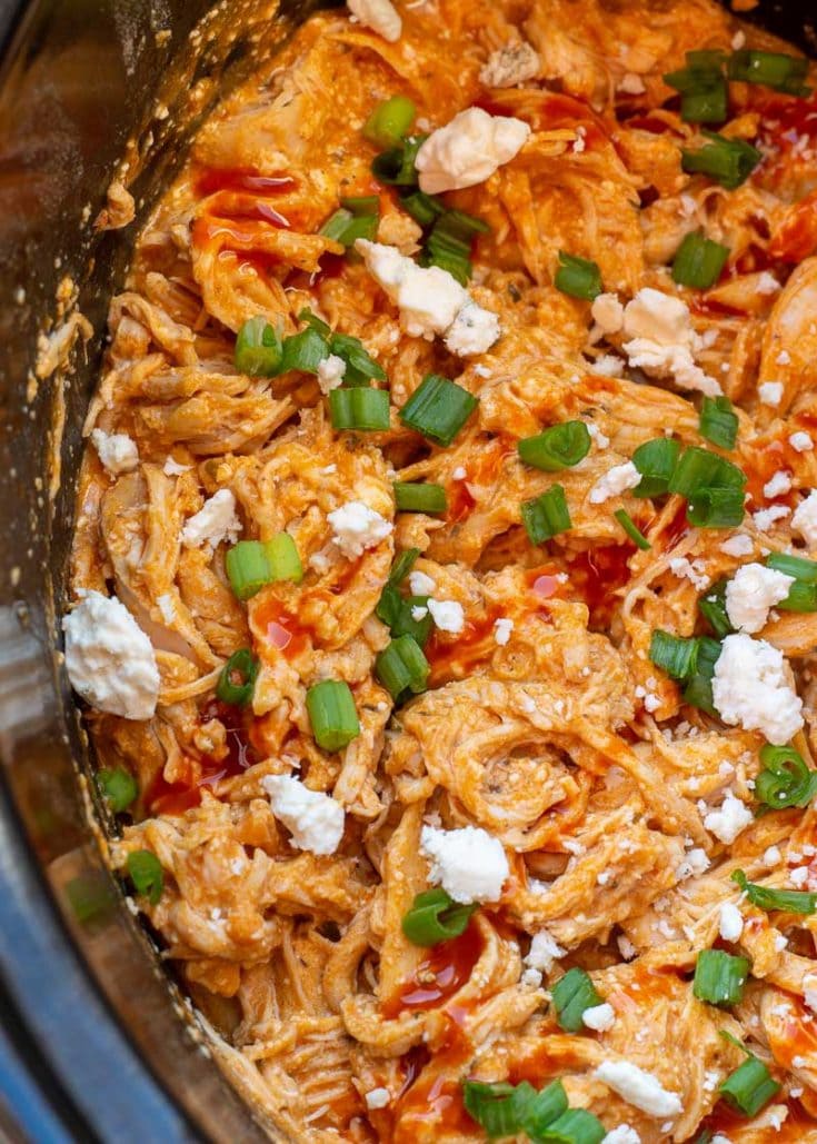 This Crockpot Buffalo Chicken is going to become one of your favorites for keto meal prep! This chicken recipe is easy, delicious and under 2 net carbs!