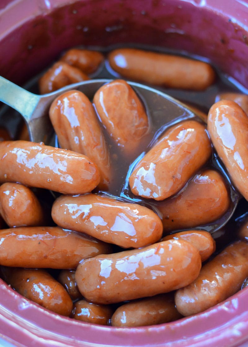 This easy Keto Lil Smokies Recipe uses the crock pot for a no-fuss appetizer. Under 4 carbs for this classic potluck and party favorite!