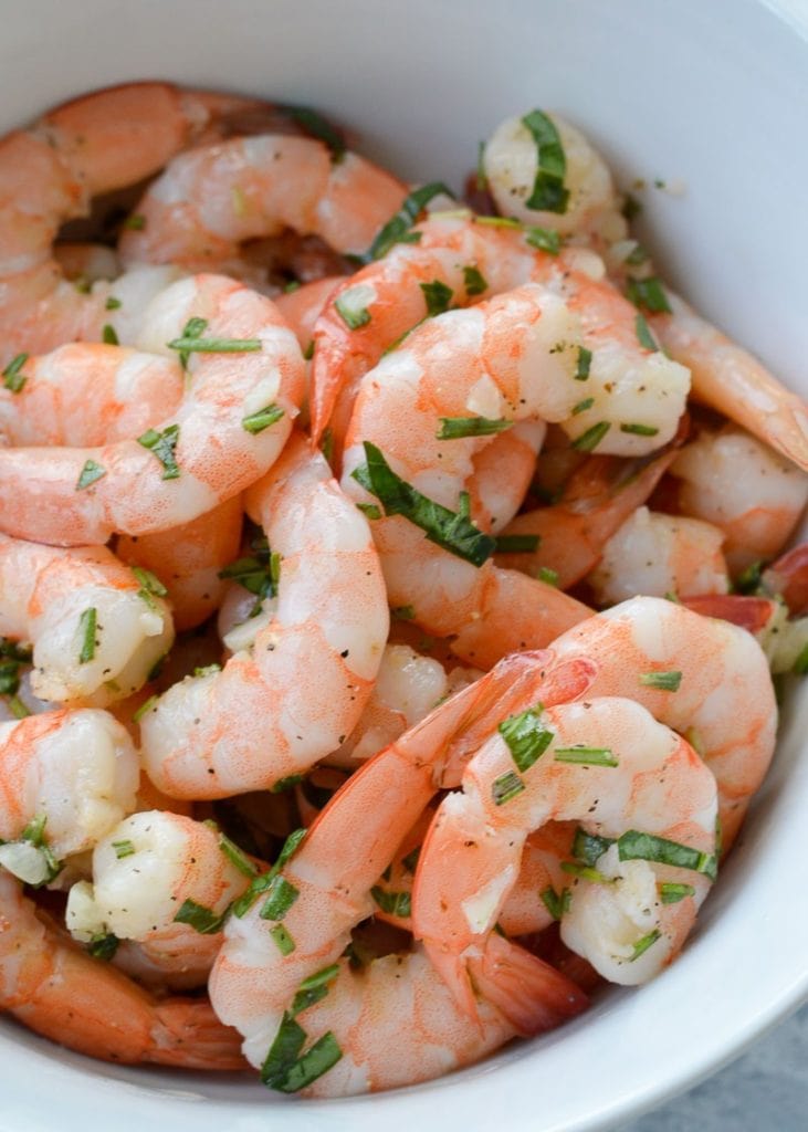 This easy Marinated Shrimp is the perfect no-cook recipe for sprucing up some plain cocktail shrimp! It’s a great party appetizer, salad topper, or wrap filling for under 1 carb per serving.