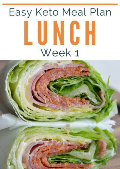 This week's Keto Lunch Ideas includes easy options like pinwheels and low-carb wraps! Use the included printable keto grocery list to make your week easier, too!