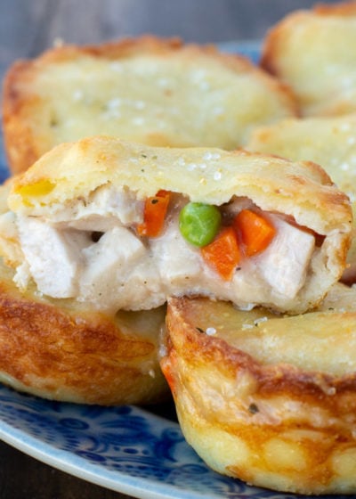 These delightful Mini Turkey Pot Pies are the perfect way to use leftover turkey! Each mini pie is loaded with turkey, vegetables and a creamy sauce for about 2 net carbs each! 