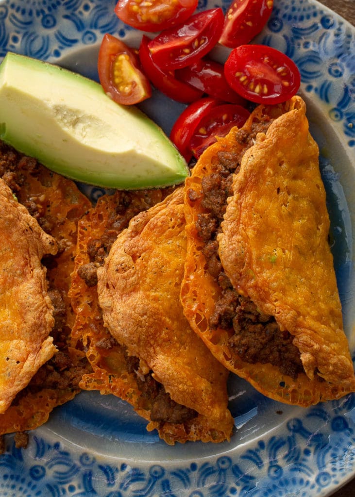 Make Keto Tacos for everyone's favorite quick, easy weeknight meal! Satisfy that Taco Tuesday craving with two delicious cheese shells stuffed with seasoned meat for under 3 net carbs!