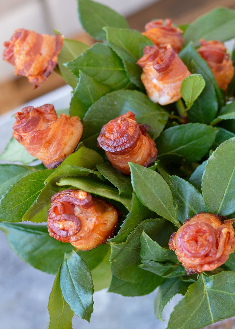 These Bacon Roses make the BEST edible gift for your favorite friend or partner. This keto-friendly holiday gift is perfect for Valentine's Day, graduations, and celebrations all year long!