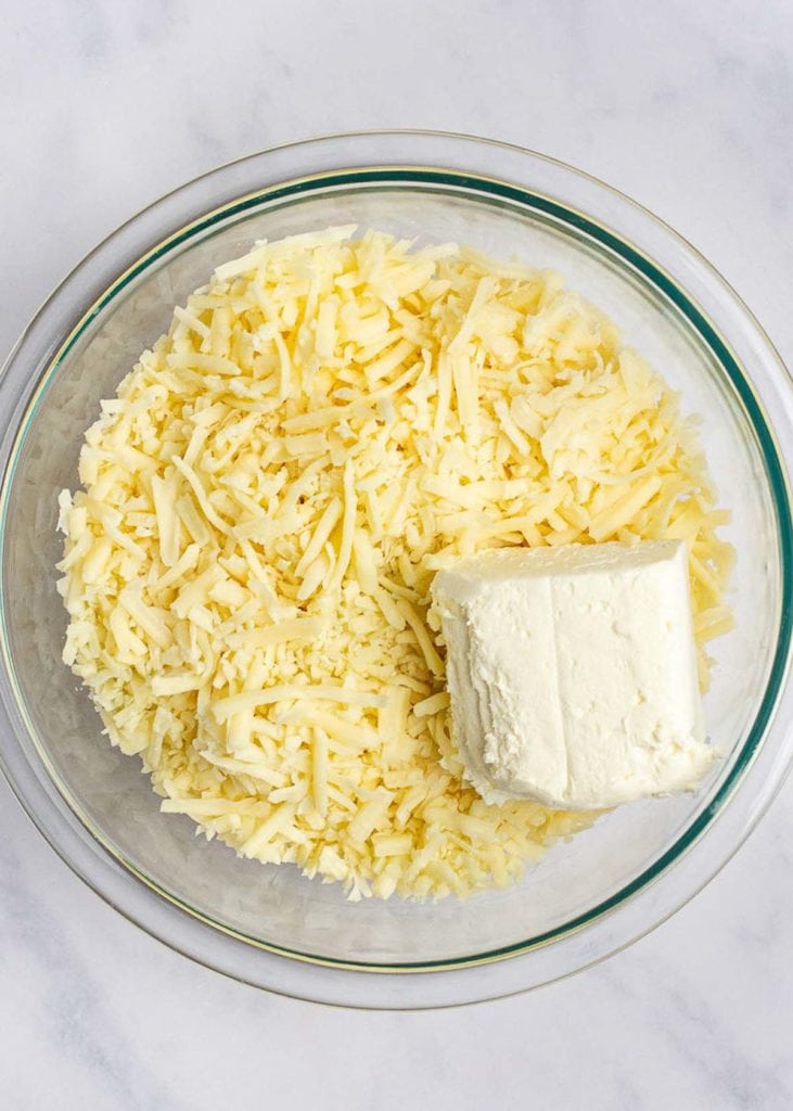 wet ingredients for keto dinner rolls in a mixing bowl