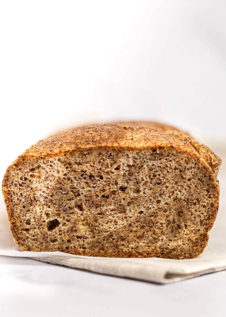 Cross section of a loaf of baked bread