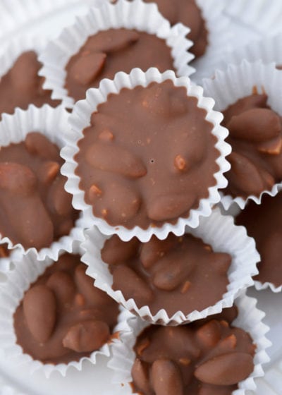 This Chocolate Almond Keto Crock Pot Candy is the perfect make-ahead dessert! Only 4 ingredients required, easy to store, and only 2.5 net carbs per piece!