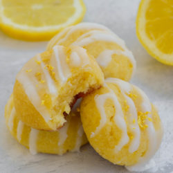 These Keto Lemon Cake Mix Cookies are just under 1 net carb each and bursting with citrus flavor! A box of keto yellow cake mix has never tasted SO good.