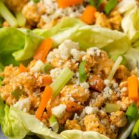 These easy Buffalo Chicken Lettuce Wraps make the best low-carb lunch! This super flavorful recipe is naturally keto-friendly, gluten-free, healthy, and easy to make ahead of time.