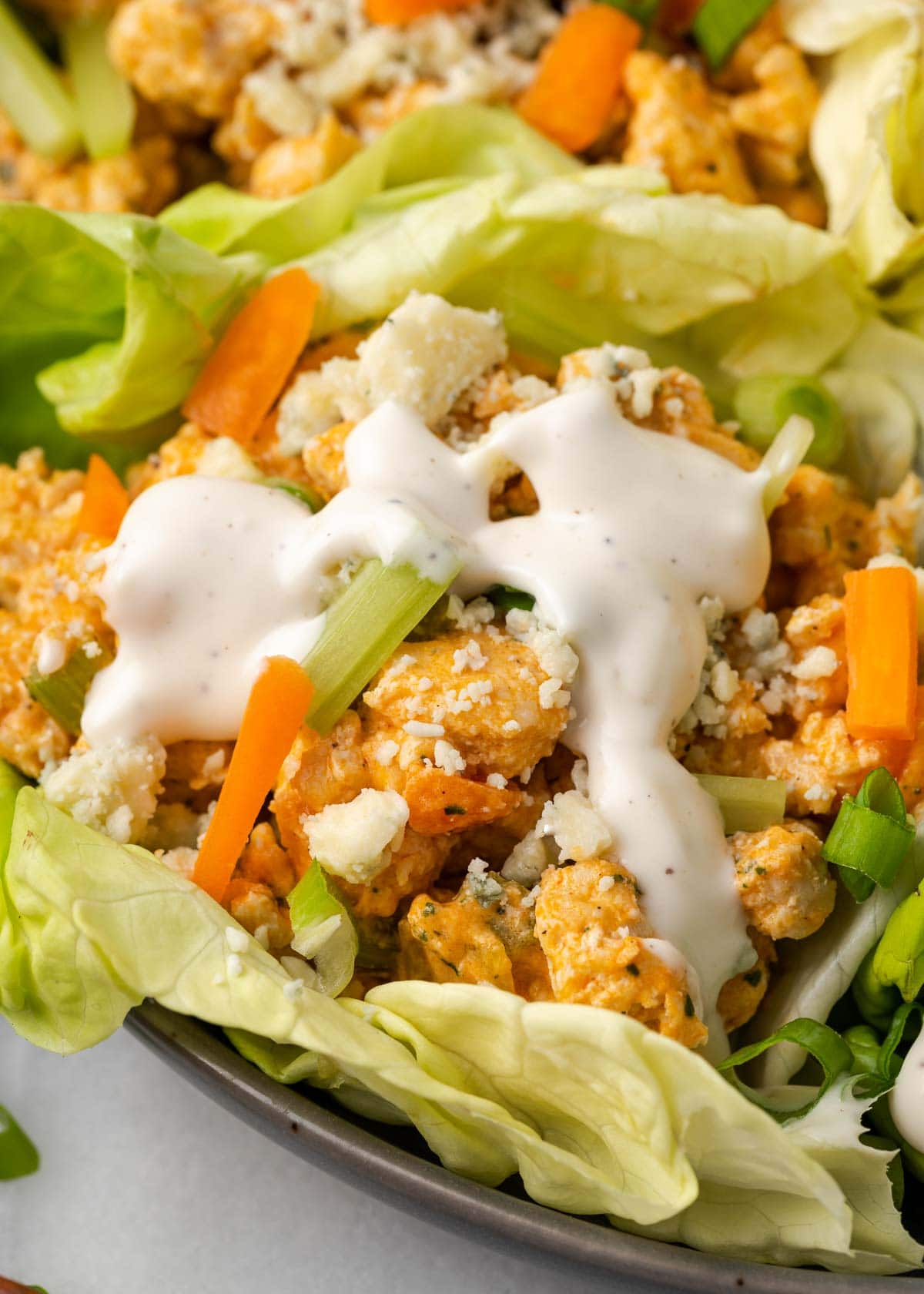 These easy Buffalo Chicken Lettuce Wraps make the best low-carb lunch or dinner! This super flavorful recipe is naturally keto-friendly, gluten-free, healthy, and easy to make ahead of time.