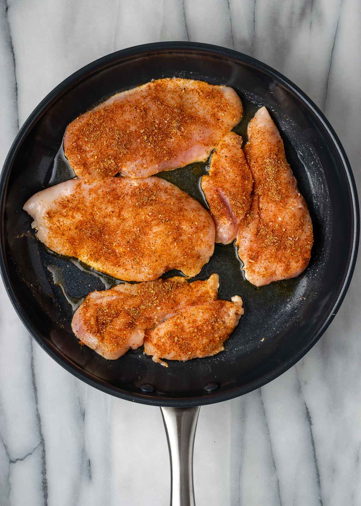 seared chicken in skillet