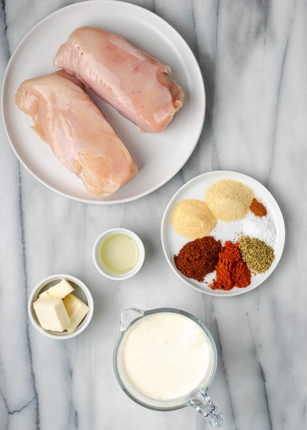 chicken lazone ingredients on white table
