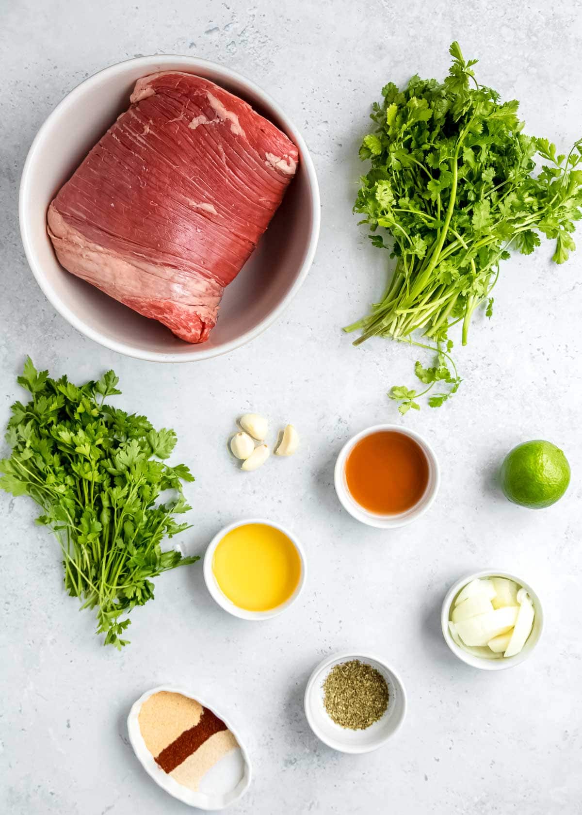 ingredients for flank steak with chimichurri