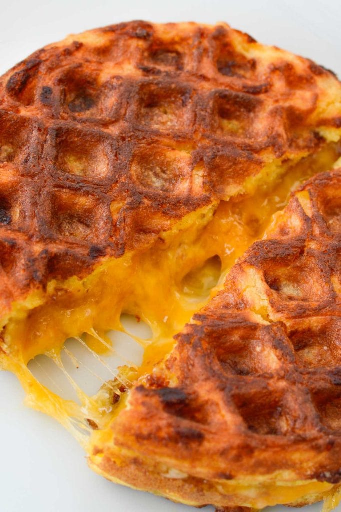 This Keto Grilled Cheese is made with two easy chaffles for the perfect low-carb, grain-free comfort food meal! Just 4 net carbs for this cheesy, buttery sandwich.