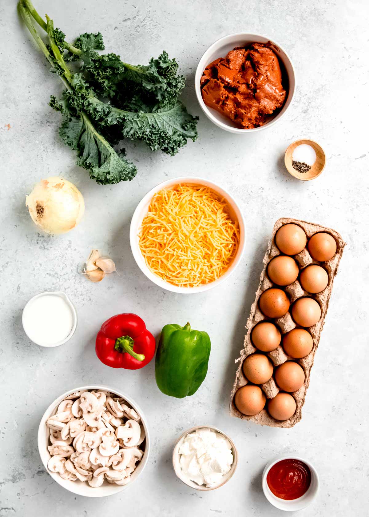 ingredients for low carb breakfast casserole with sausage and vegetables