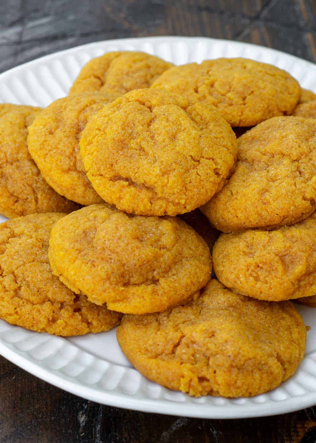 pumpkin cookies on white plate