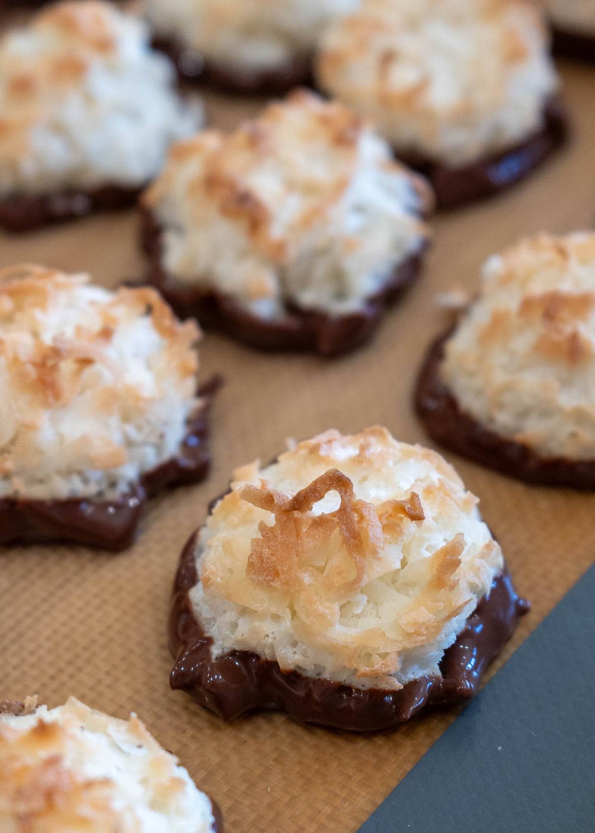 a chocolate covered macaroon