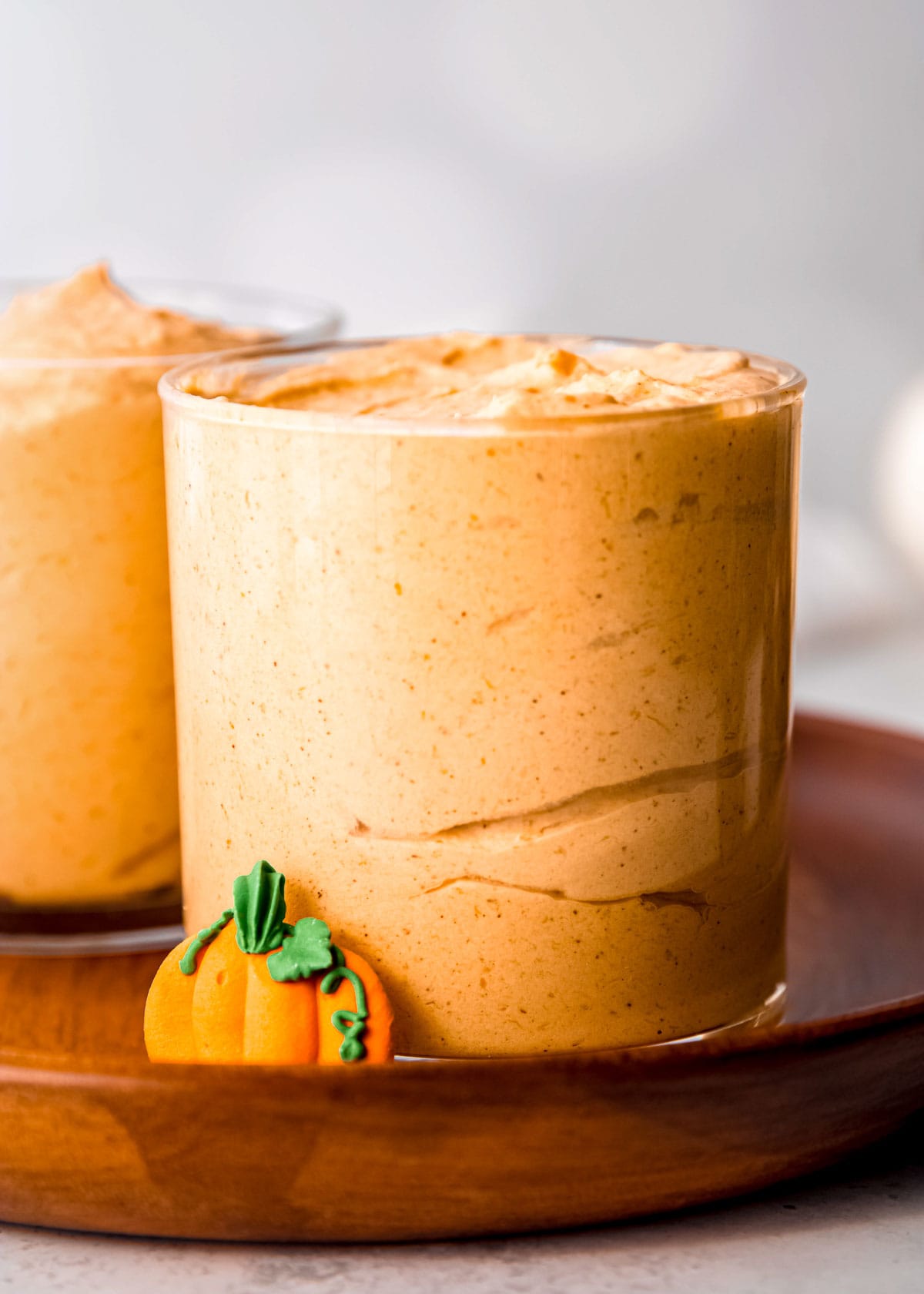 pumpkin mousse piped into a jar