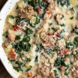 a bowl of zuppa toscana soup