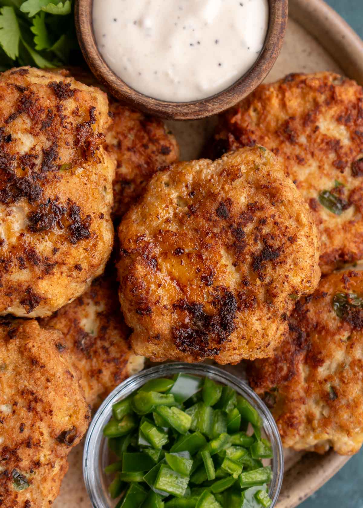 a plate of jalapeno chicken fritters