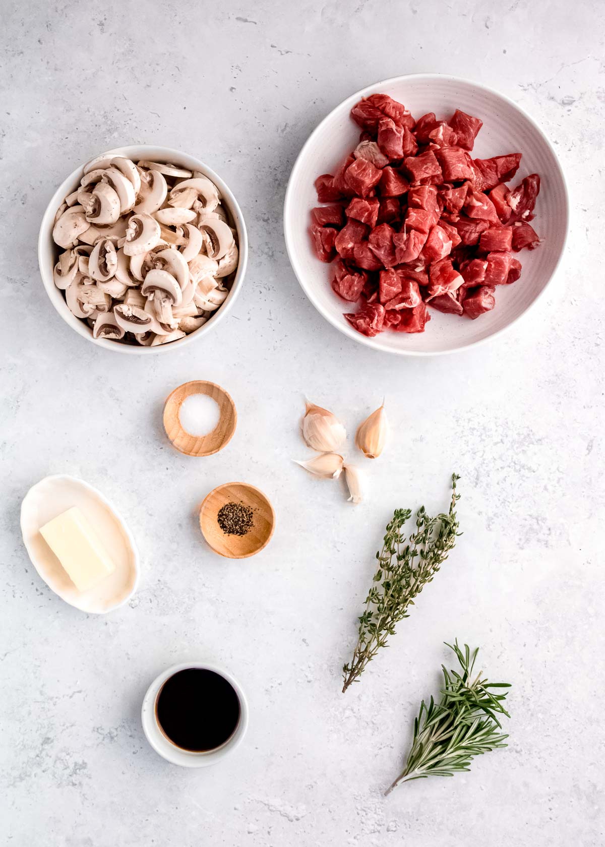 ingredients for steak and mushroom skillet