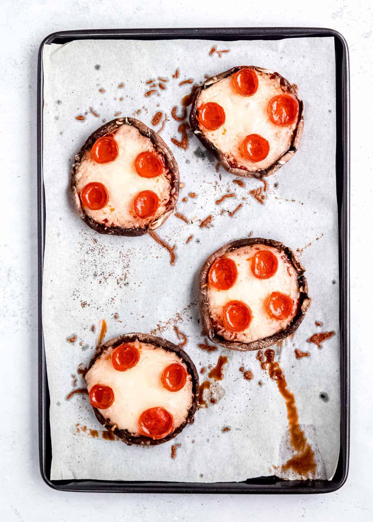 cooked stuffed mushrooms on a white countertop