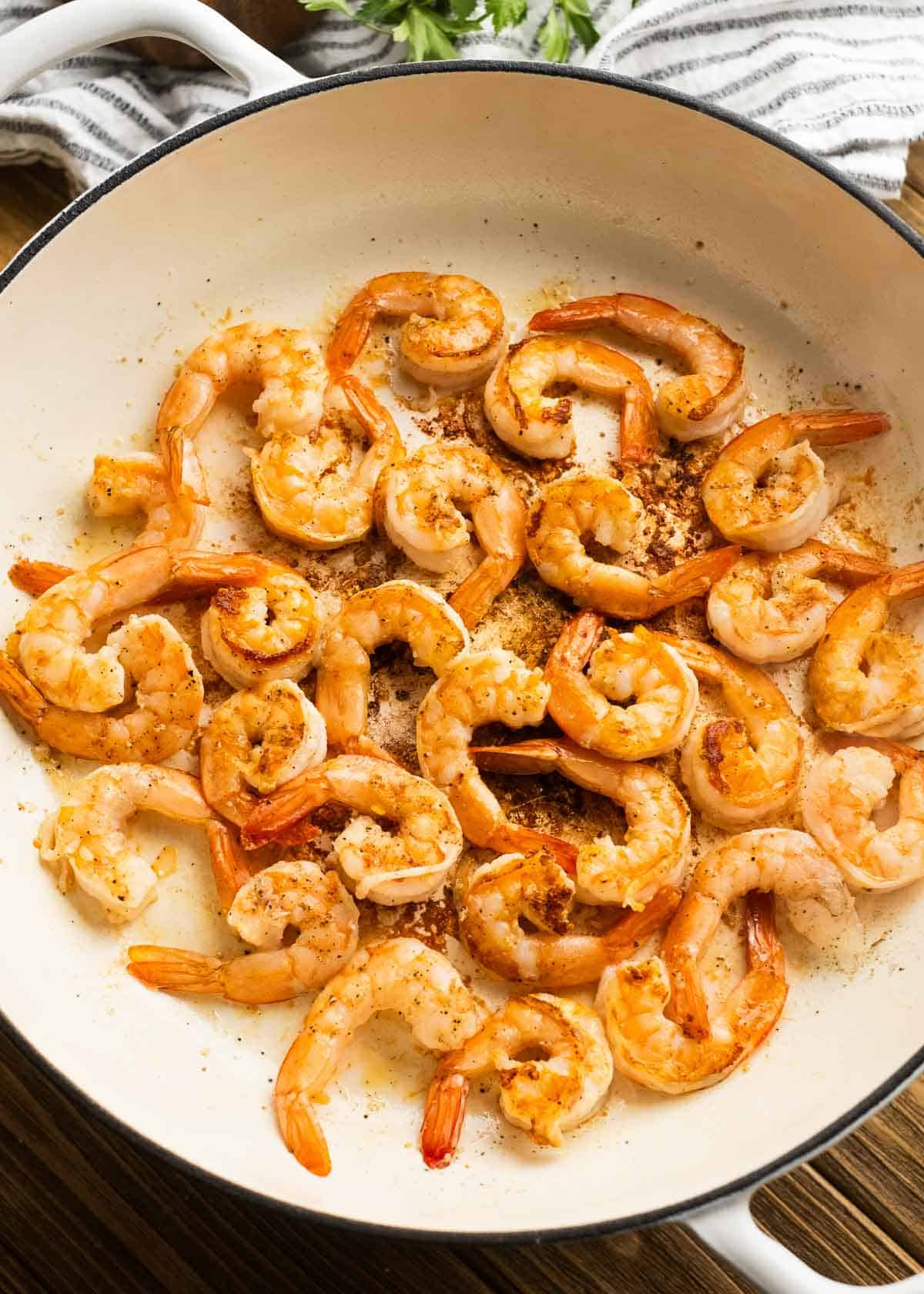 sauteed shrimp in a pan