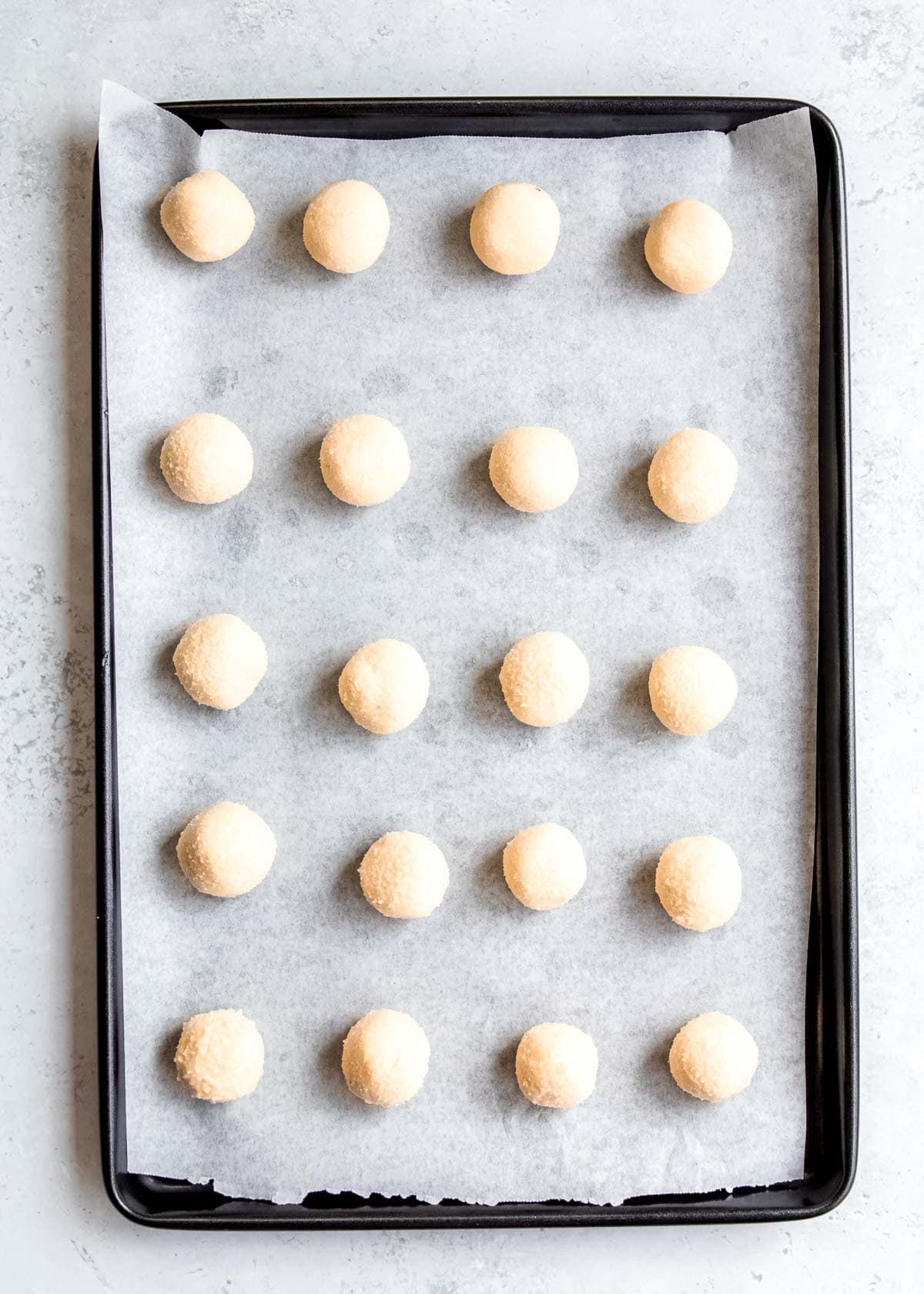 lemon truffles spread on baking sheet 