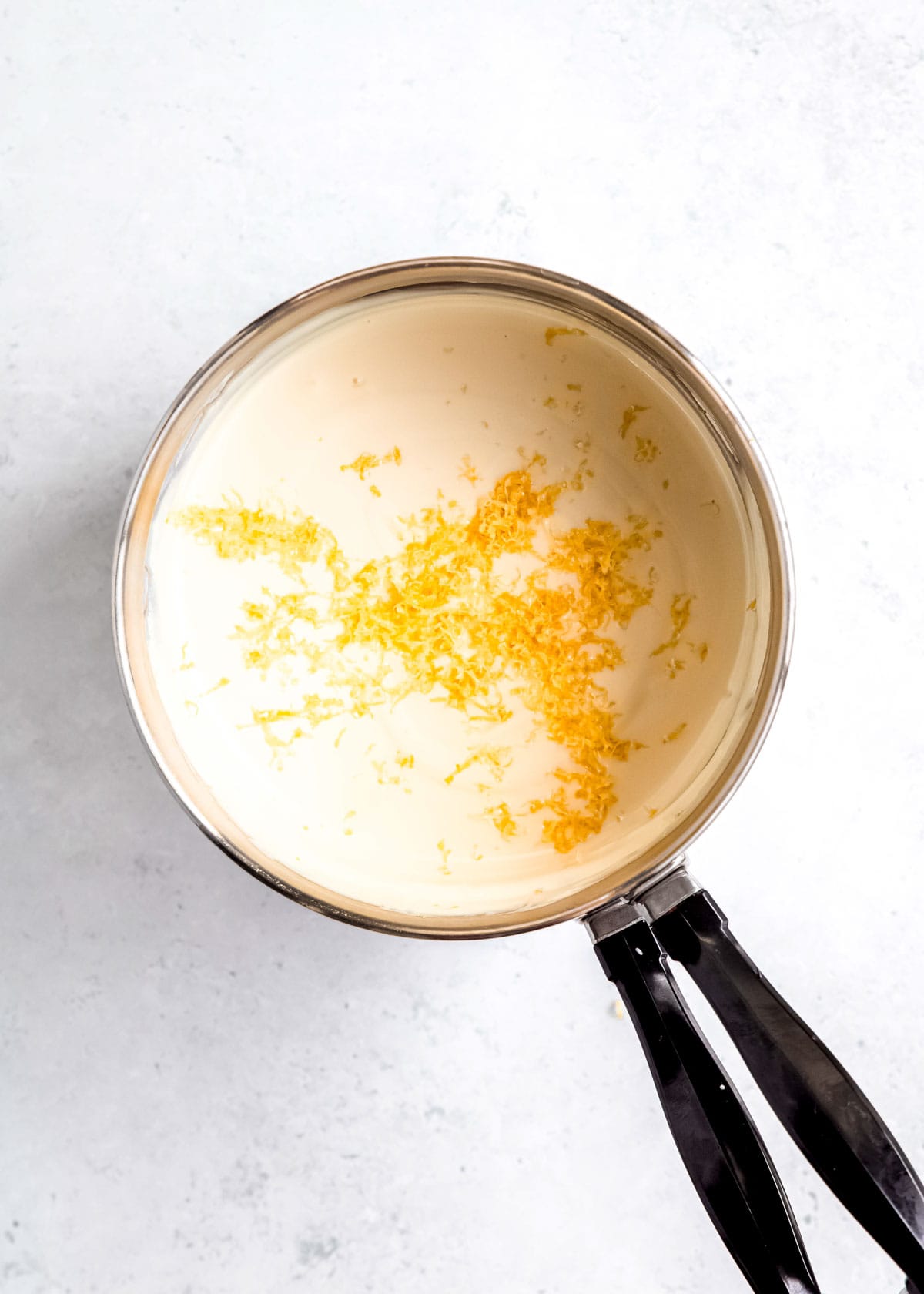 lemon truffle coating in sauce pan