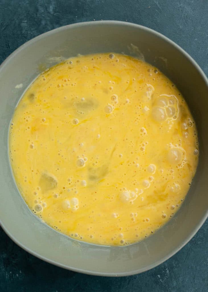 eggs and honey mustard beat together in a shallow bowl