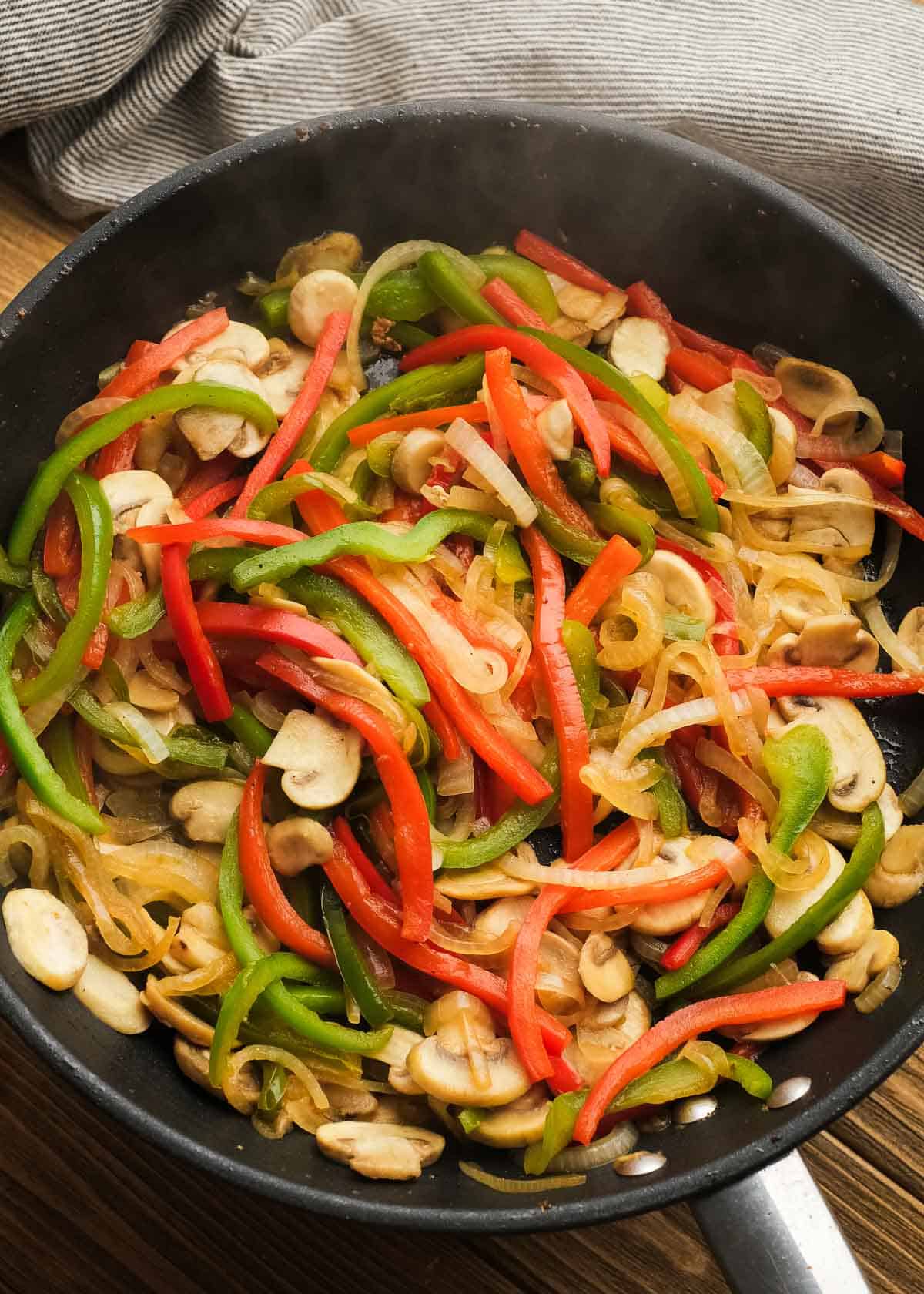 sauteed veggies in a cast iron skillet