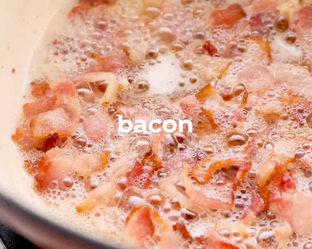 bacon cooking in skillet