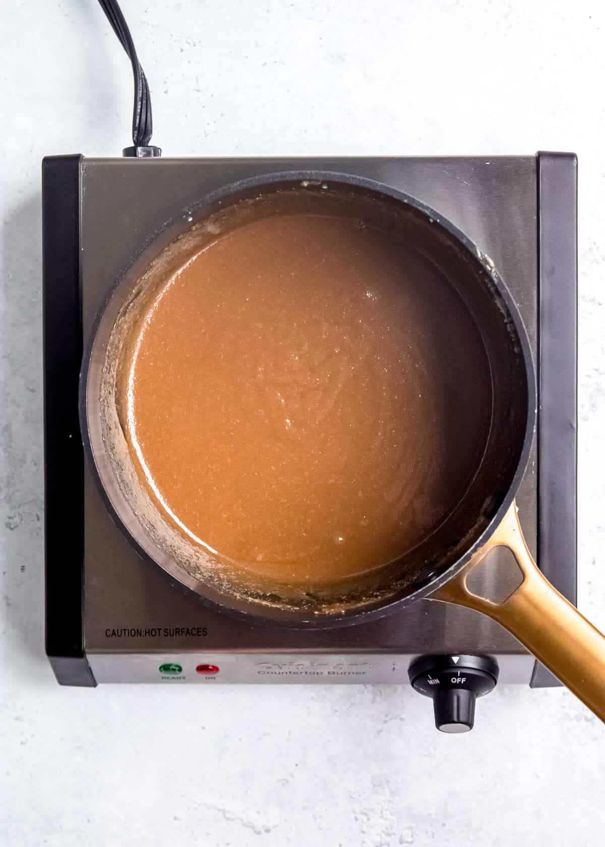 truffle ingredients in sauce pan after melting and being mixed