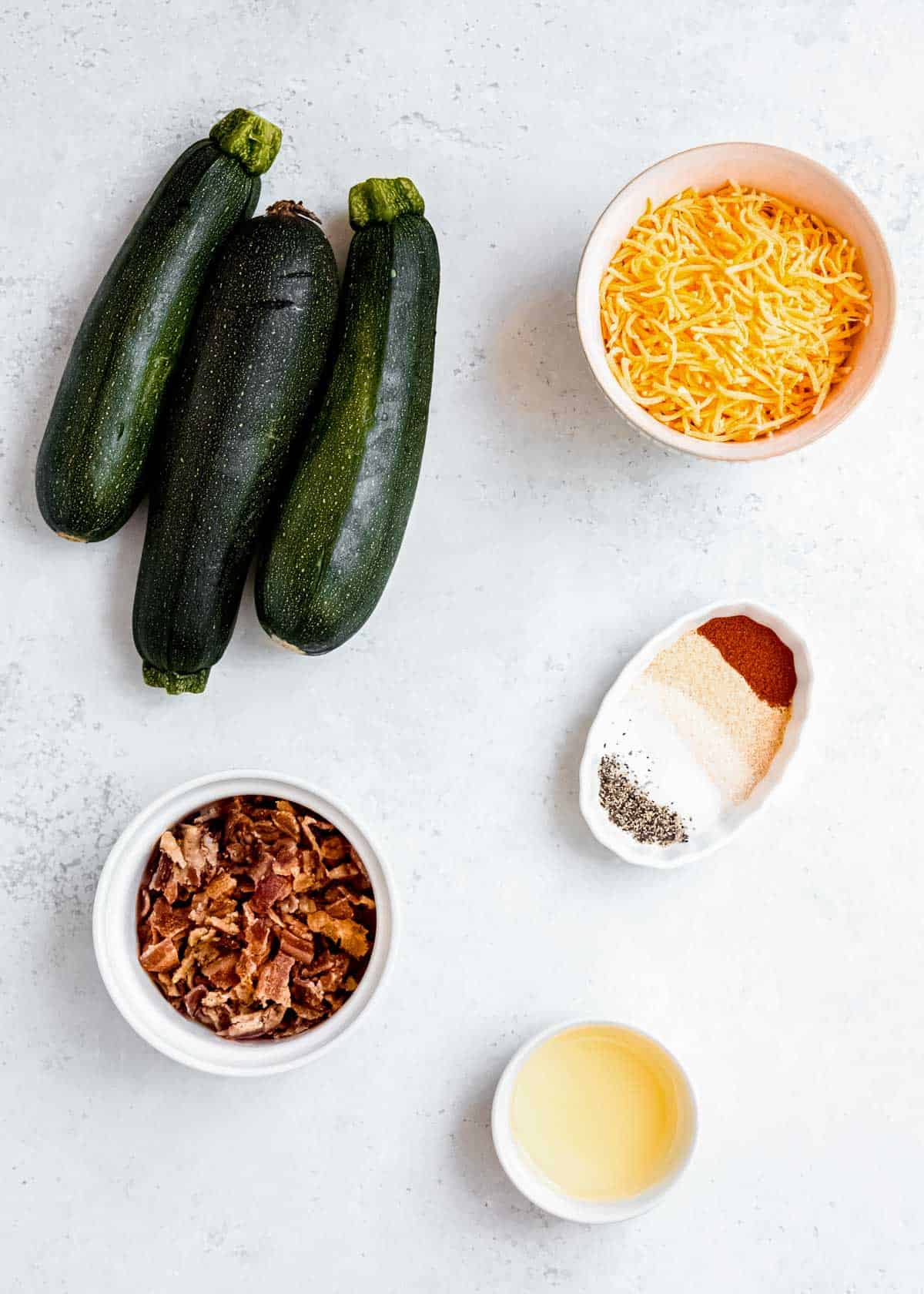 zucchini skin ingredients on a white table