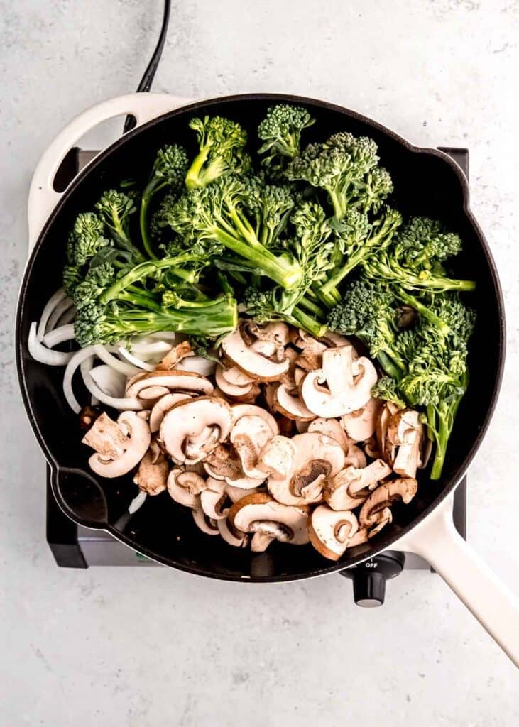vegetables in cast iron skillet