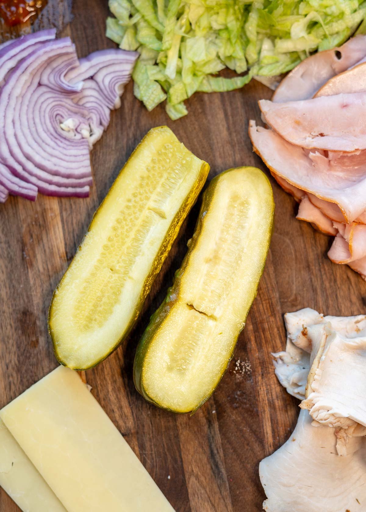 a close up shot of a dill pickle