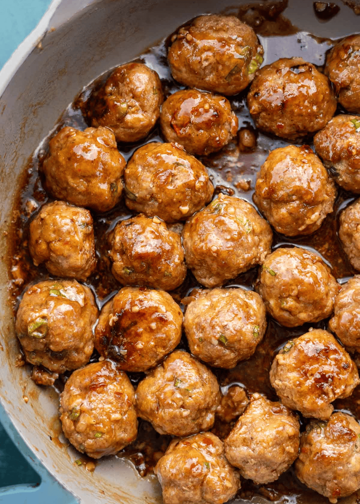 meatballs in an overhead shot with sauce