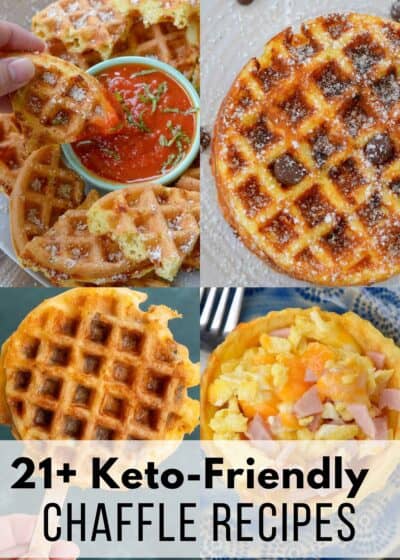 split image of 4 chaffle recipe variations