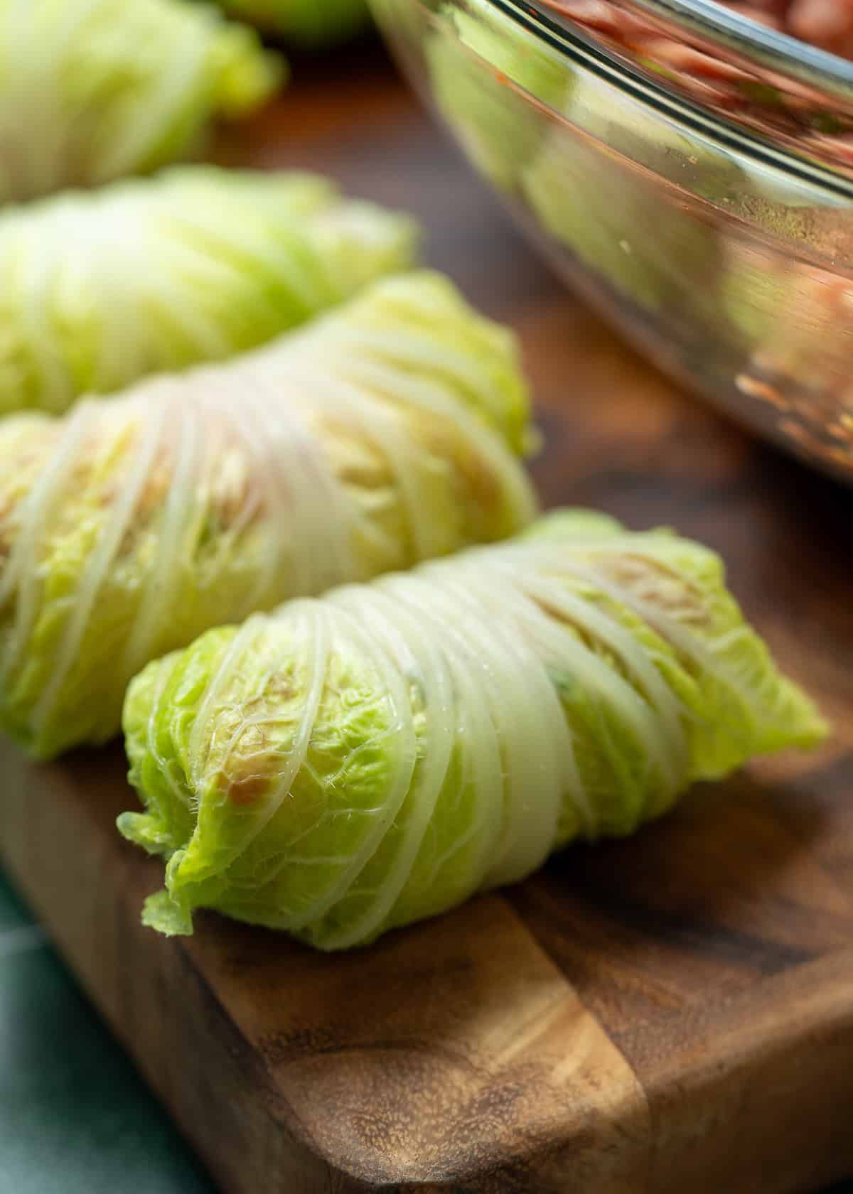 close up, overhead image of pork dumplings prior to being cooked